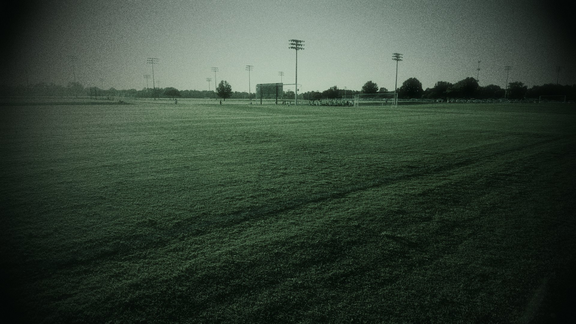Empty training pitch at sunset